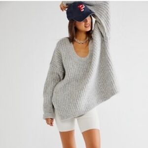 Free People Blue Bell Gray Oversized Sweater ~ Size XS